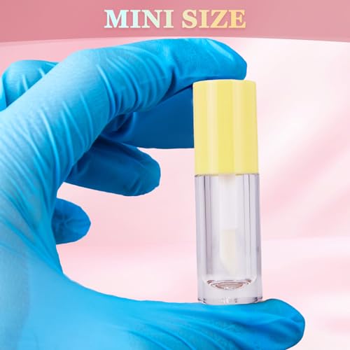 50pcs 2.5ml Empty Lip Gloss Containers Lip Gloss Tubes with Wand Cute 0.08oz Clear Refillable Lipgloss Making Supplies Kit for DIY Makeup+ 2pcs Syringes