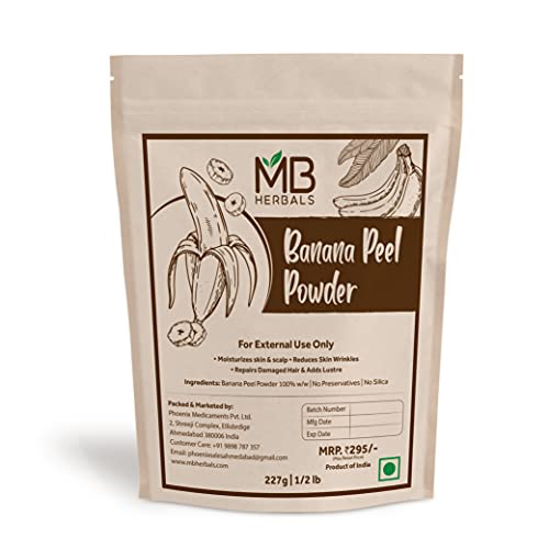 MB Herbals Banana Peel Powder 227 Gram | 8 oz / 0.5 lb | Banana Peel Powder For Hair Conditioning & Moisturizing Face Packs | No Preservatives | No Silica | External Use Only