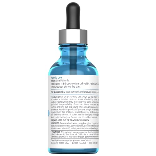 NeoCell Retinol Serum for Face | 2 fl oz | Targeted Skin Serum Formula | Advanced Care | with Vitamin E and A | for Women and Men