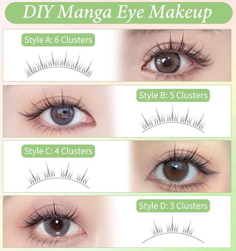 Asian Lash Clusters 120Pcs - Wispy Anime Lashes with Clear Band