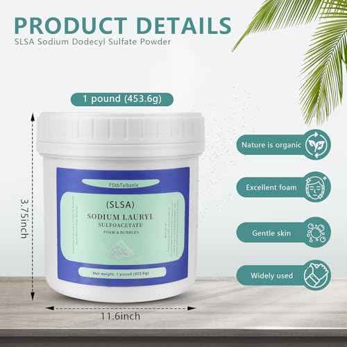 1 Pound of SLSA Powder for Bath Bomb Making, Premium Sodium Lauryl Sulfoacetate Powder, Sodium Lactate for soap Making, Gentle on The Skin. Suitable for Bath TrufflesCrafting Bath Bombs and More