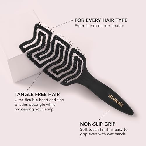 Detangling Massage Brush for Wet & Dry Hair - Ergonomic Paddle, Anti-Breakage