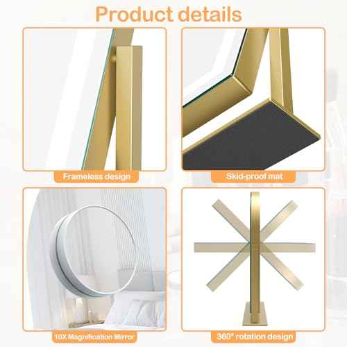 Arched Makeup Vanity Mirror with Lights 17.2" Large LED Lighted Mirror, Hollywood Make Up Mirror with Lighting, Smart Touch, 360¡Æ Rotation, (Gold,Gift Box)