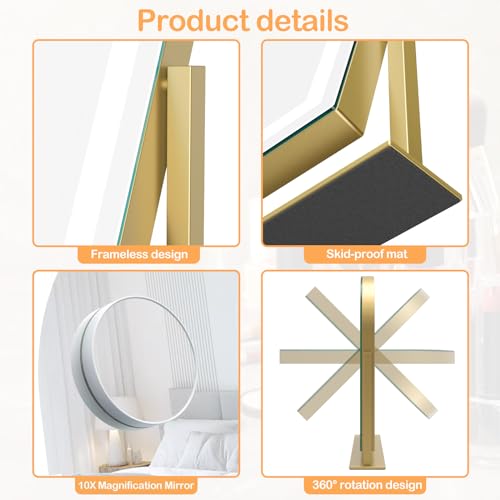 Gvnkvn LED Makeup Mirror 17.2" Arched with 10X Magnification