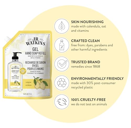 J.R. Watkins Moisturizing Gel Hand Soap Refill Lemon 2 Pack, 34 fl oz