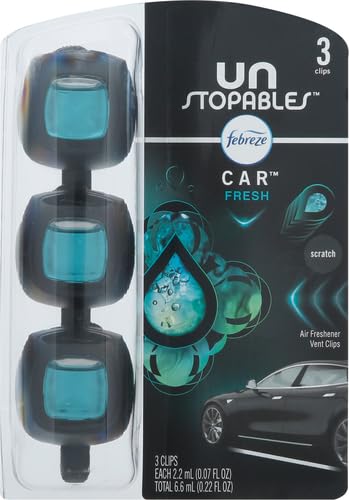 Febreze Unstopables Car Odor-Eliminating Car Freshener Vent Clip Fresh, .07 fl oz. Car Vent Clip