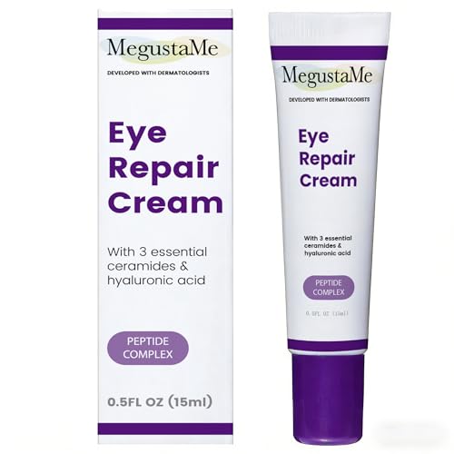 Peptide Complex Eye Cream, formulated with hyaluronic acid, ceramide, and niacinamide, targets dark circles and puffiness. Tested by ophthalmologists, 0.5 FL.OZ