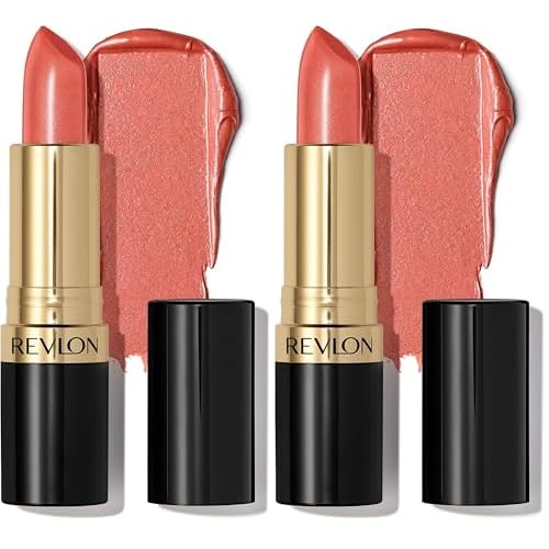 REVLON Super Lustrous Lipstick,Creamy Formula For Soft,Fuller-Looking Lips,Moisturized Feel,628 Peach Me,0.15 oz,(Pack of 2)