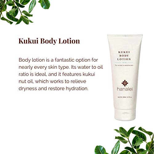 Hanalei Cruelty-Free and Paraben-Free Kukui Body Lotion – Dye-Free Moisturizer with Kukui Nut Oil, Shea Butter, and Jojoba Oil – for Nourished Hydrated Skin – Made in USA – Full Size (200 ml)