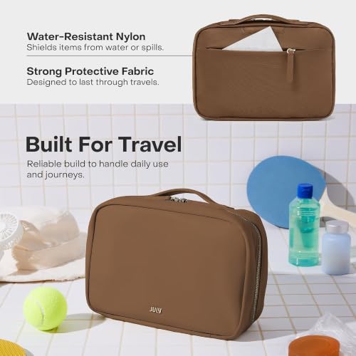 July Hanging Toiletry Bag with Hidden Hook and Toothbrush Tab - Light Brown
