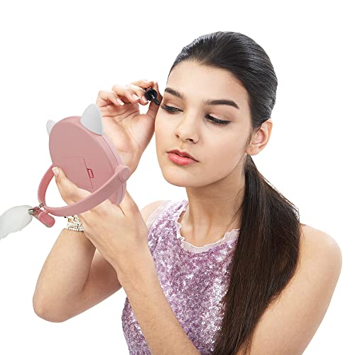 Nonebranded Vanity Mirror with Lights & Desk Mirror Lights Touch-Screen Light Control Portable High Definition Cosmetic Lighted Up Mirror with USB Port in 360 Degree Rotation(Pink)