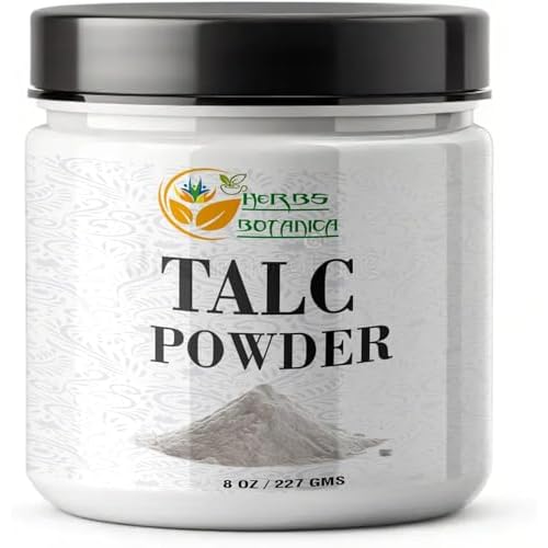 Herbs Botanica Talcum Powder for Women & Men 8 oz Fine Talc Powder, Ideal for Body Freshness, DIY Cosmetics, Personal Care, and Craft Use Smooth Texture & Unscented Formula