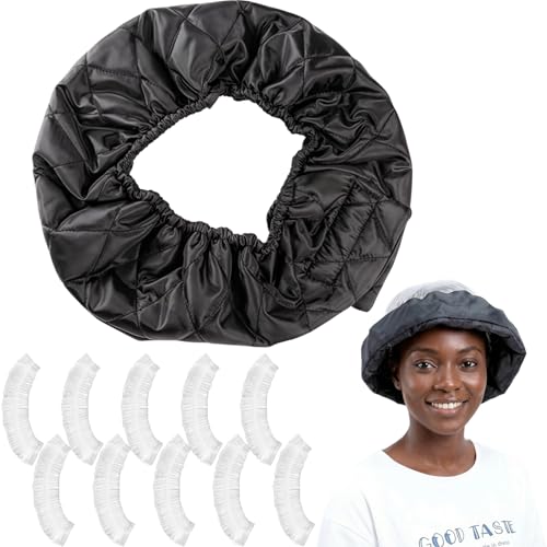Hair Dryer Hood Set - 1 Reusable Cap & 10 Disposable Hoods