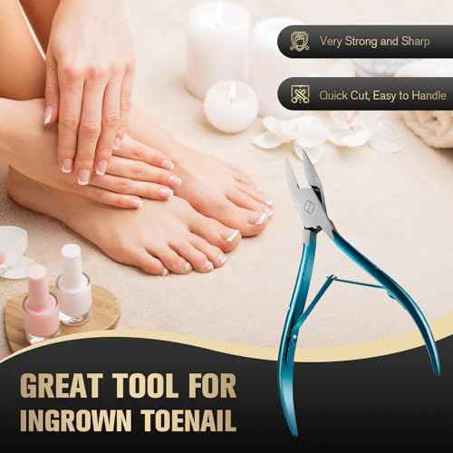 FERYES Ingrown Toenail Clippers Straight Blade Toe Nail Clippers for Thick Nails for Seniors, Stainless Steel Nail Clippers for Thick Toenails - Ultra-Slim 16mm Blade Fingernail Clippers