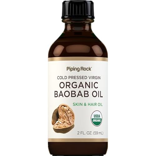 Piping Rock Baobab Oil Organic | 2 fl oz | For Hair, Skin, and Face | Cold Pressed Virgin