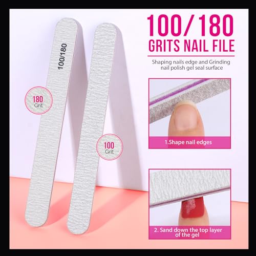 Gel Nail Remover Kit with Clips, Files & 115 Cotton Pads