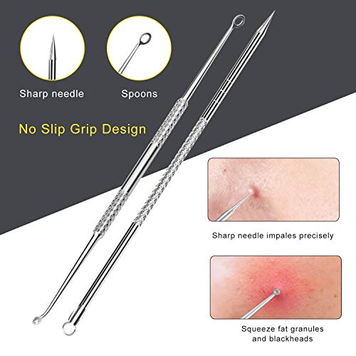 Blackhead Remover Tool Kit - 10 Pc Pimple Popper Set with Metal Case