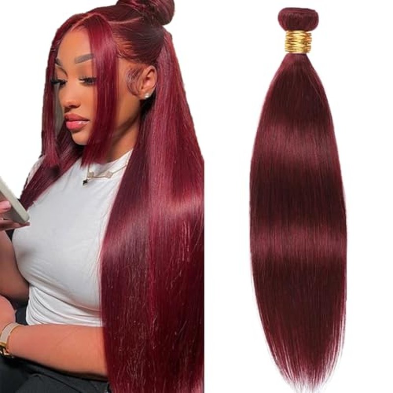 #99J Burgundy Straight Human Hair Bundle - 100g
