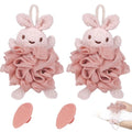 Bath Sponges,Animal Bath Sponges, Handmade Bath Flower Cute Rabbit, Bathing Balls,Exfoliating Back Scrubber, Bath Scrubber, Shower Scrubber, Body Scrubber(2Pcs Rabbit