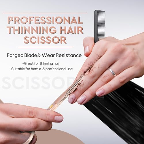 JASON 6-Inch Hair Cutting Scissors Set with Thinning Shears & Accessories, Rose Gold