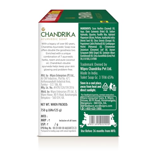 Chandrika Ayurvedic Soap, 125g (Pack Of 6)
