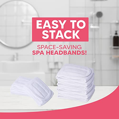Extra Long Terry Cloth Spa Headband - 3-Pack, Adjustable Fit