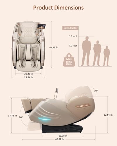 RELX Full Body Massage Chair, Zero Gravity SL-Track, 20 Modes