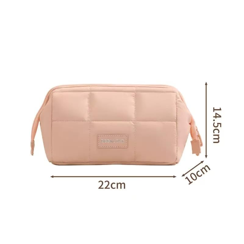 Pink Travel Makeup Bag with Brush Pocket & Compartments