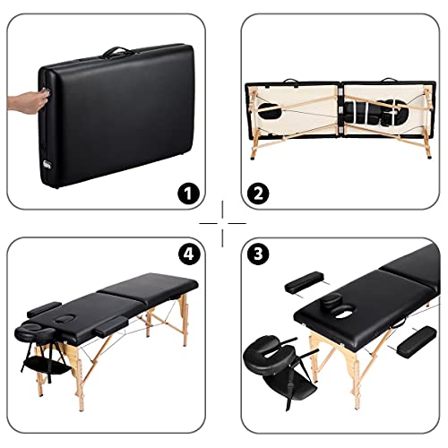 Yaheetech 84x24in Portable Massage Table Folding Adjustable Height