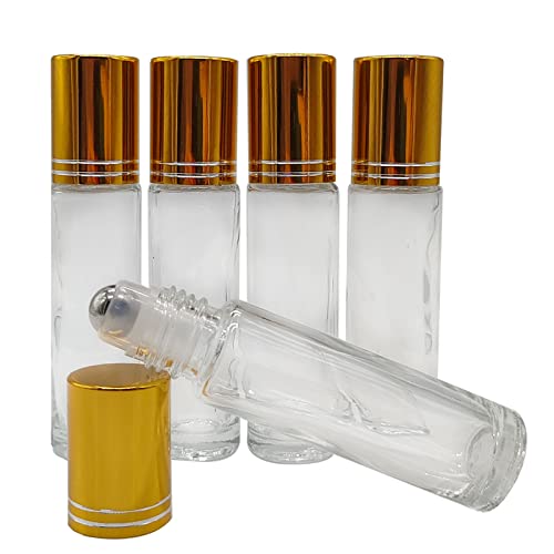 24Pack Essential Oil Roller Bottles 10ml Clear Glass Roller Bottles with Stainless Steel Roller Balls Leak Proof Roll on Bottles for Travel Perfume Essential Oil
