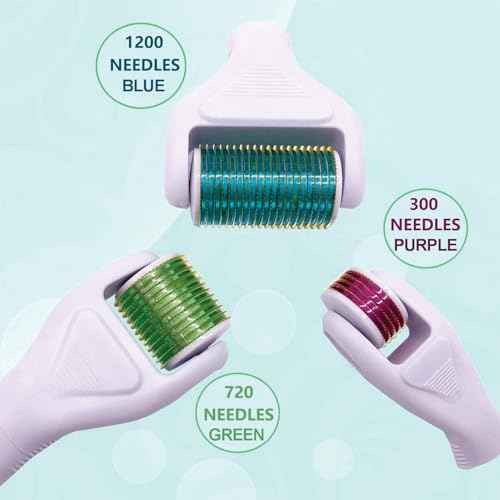 Derma Roller for Face, Body, Scalp, Beard - Angel Kiss 4 in 1 Titanium Microneedling Roller Set