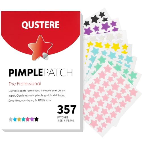 Pimple Patches for Face, Colorful Hydrocolloid Acne Patches, Cute Star Zit Covers for Face, Spot Stickers with Tea Tree, Salicylic Acid & Cica Oil| 4 Sizes (8mm, 10mm, 12mm & 14mm) |357 Count