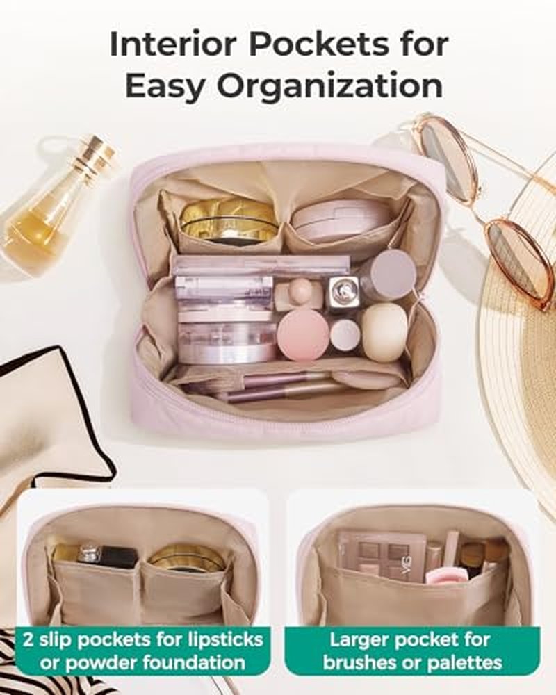 BAGSMART Puffy Makeup Bag - Water-Resistant Organizer for Travel