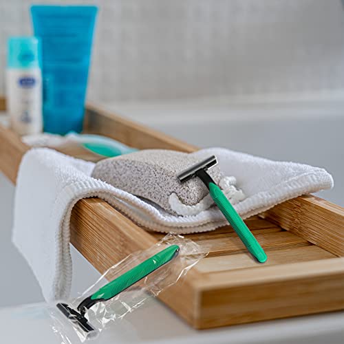 Disposable Razors Bulk, Individually Wrapped Razors for Travel, Hotel, Airbnb, and Homeless (100 Pack)