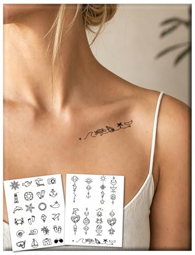 Semi Permanent Beach Tattoo Stickers - 2 Sheets, 1-2 Week Wear
