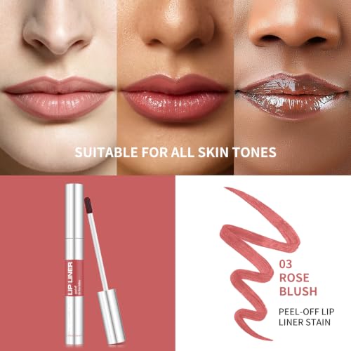Peel Off Lip Liner Stain - Waterproof Matte Lip Tint, Rose Blush