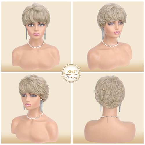 Haloo Blonde Pixie Wig for Women - Short Layered Synthetic Hair