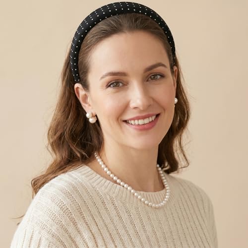 Polka Dot Satin Headband for Women - Non-Slip Padded Hair Accessory