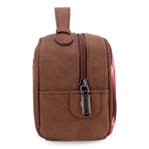Montana West Wrangler Makeup Bag for Women Small Cosmetic Toiletry Bags Western Make Up Pouch Durable Cute Travel Purse, Dark Pink