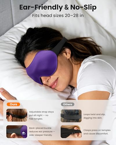 FACEMOON Sleep Mask 3 Pack True Blackout 3D Eye Mask for Side Sleepers, Lash-Friendly, Adjustable with Travel Case