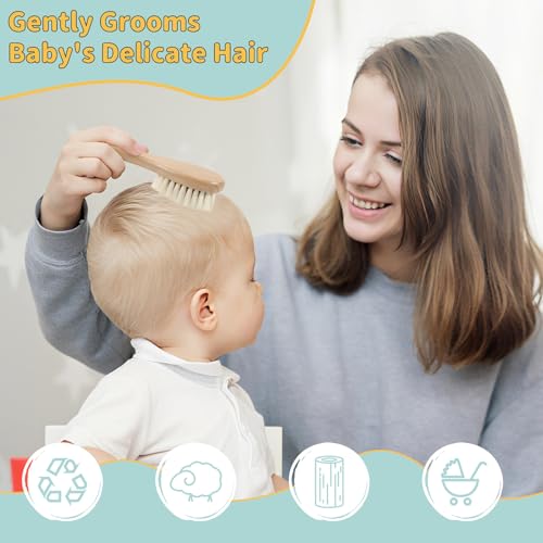 Cradle Cap Brush & Comb Set - 3-Piece Baby Grooming Kit