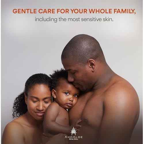 AHOALOE Pack of 3 Brazilian Aloe Vera Gel - Multipurpose Moisturizing Natural Gel with Copaiba, Castor Oil and Fresh Mint and Natural for Face, Skin and Hair - After Sun Care, Sunburn Relief 3x 8.4oz