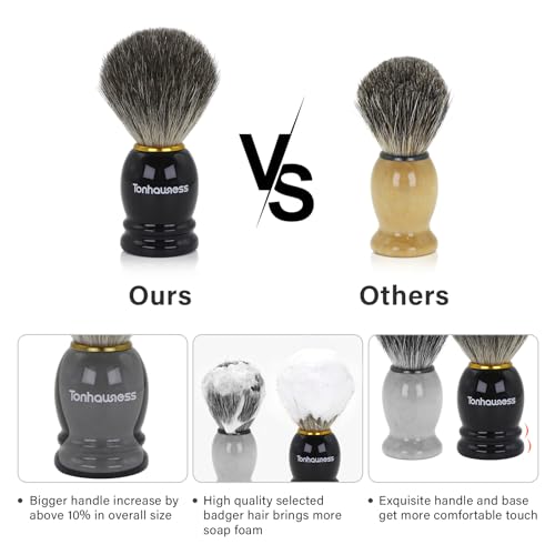 Shaving Brush Kit for Men, 4 in 1 Shaving Brushes Set Includes Badger Hair Shave Brush, Stainless Steel Shaving Bowl&Stand and Goat Milk Flavor Shaving Soap