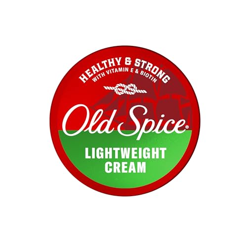 Old Spice Lightweight Cream for Men, Healthy & Strong with Vitamin E & Biotin, Men's Hair Styling Lightweight Cream, Low-Medium Hold, Matte Finish, 2.22 oz