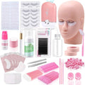 Lash Extension kit for Beginners, Eyelash Extension Kit with Mannequin Head, Lash Starter Kit with Everything Eyelash Glue USB Fan Cosmetology Esthetician Supplies for Practice Training