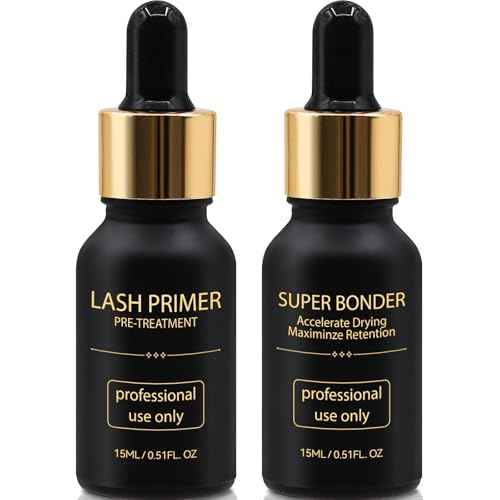 Lash Bonder and Primer Kit for Eyelash Extensions, Glue Accelerator Lash Sealant, Eyelash Extension Primer Protein Oil Remover, Adhesive Makeup Tools for Professional Use (15ml+15ml)