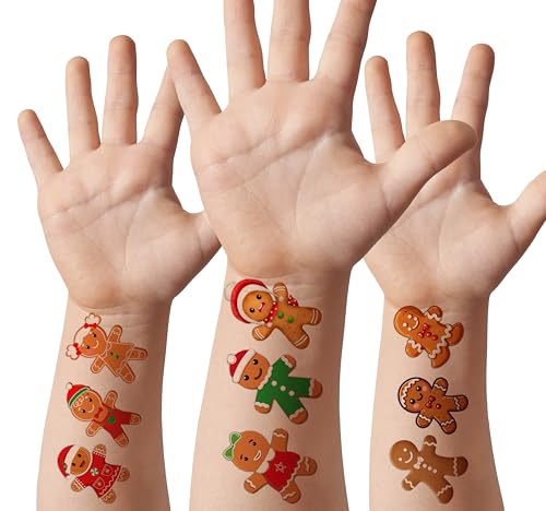 96pc Gingerbread Man Temporary Tattoos – Christmas Party Favors