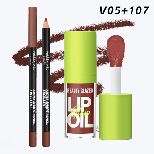 Lip Gloss & Liner Set Mocha Brown – Plumping Gloss Duo