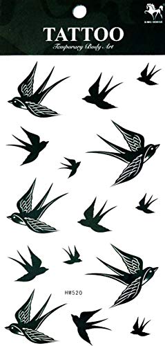 3D Cartoon Black Bird Temporary Tattoo Stickers (2 Sheets)