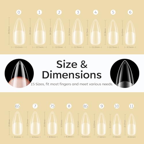 Modelones Medium Stiletto Half Matte Nail Tips 510pcs Pre-Etched Soft Clear Press On
